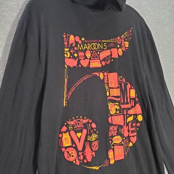 Maroon 5 Women Sweatshirt Medium Black Hoodie Logo S.I.N‎ Club 2015 Graphic - Picture 6 of 7